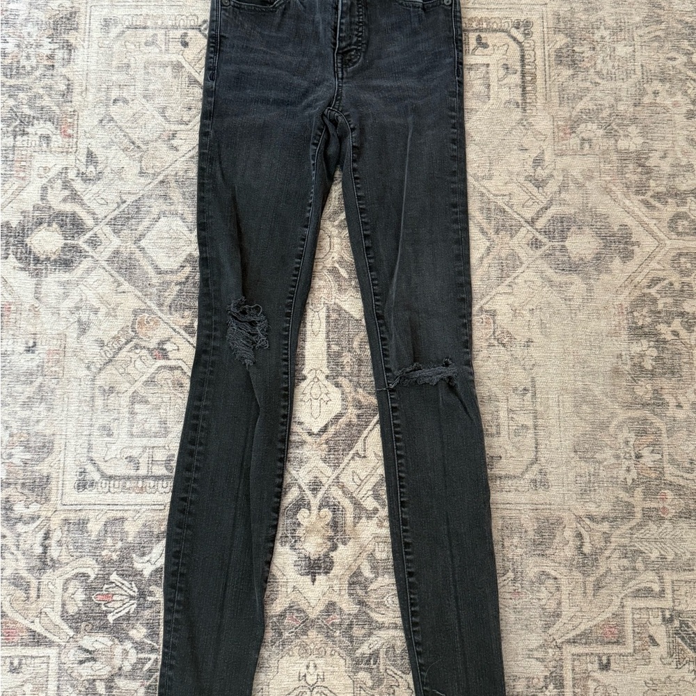 Madewell Women’s 24 Tall Black Ripped 9” High Rise Toothpick Skinny Jeans
